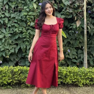 Maroon Sundress Knee Length